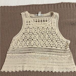 Acemi Cream Cropped Embellished Tank Top